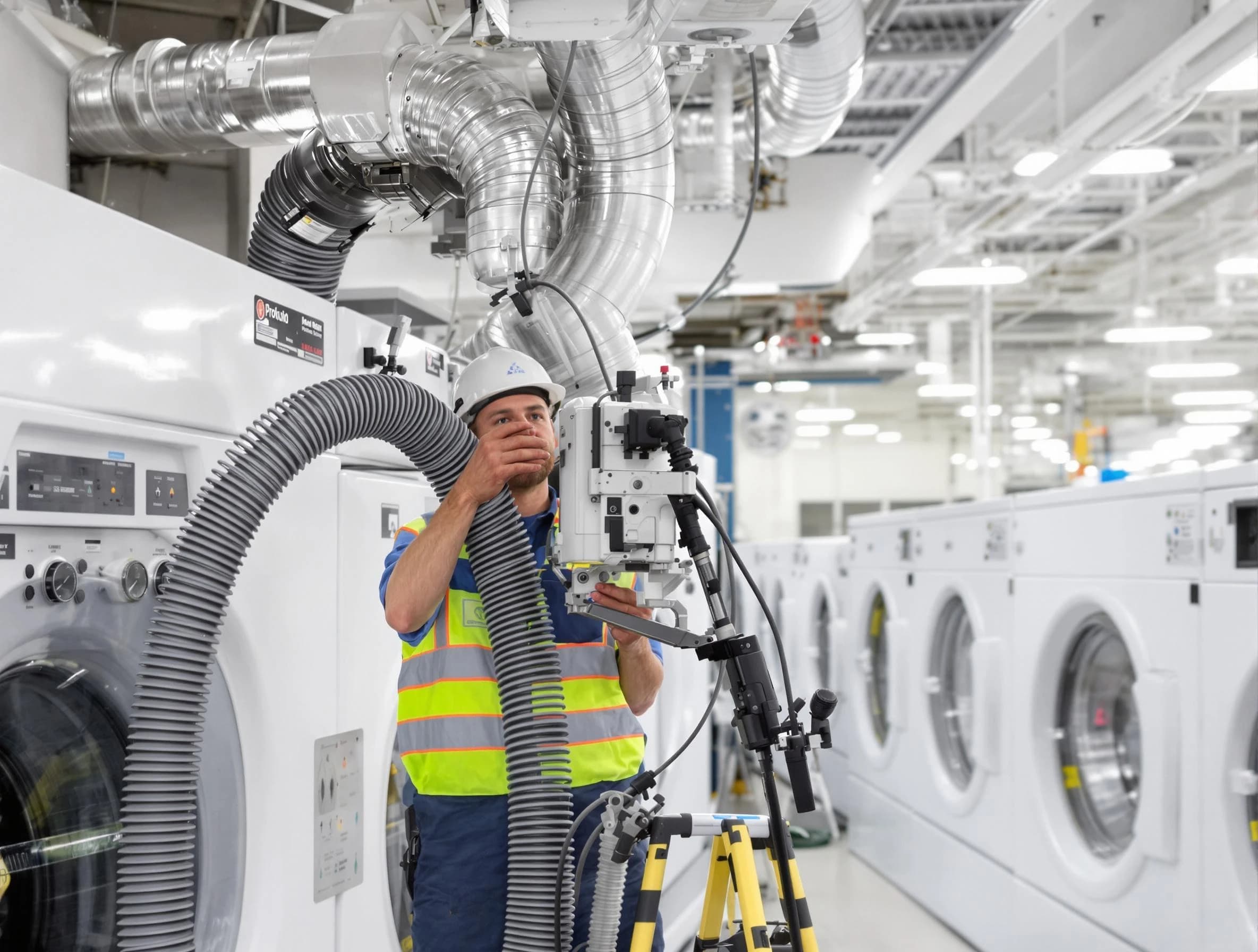 Wheat Ridge Dryer Vent Cleaning team performing commercial-grade dryer vent cleaning at a business facility in Wheat Ridge
